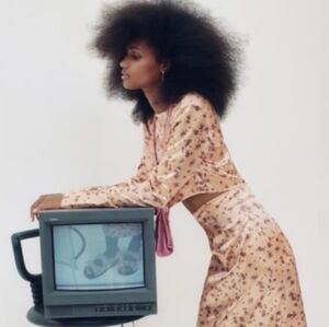 𝅺zara cropped floral print satin long Sleeve top NWT